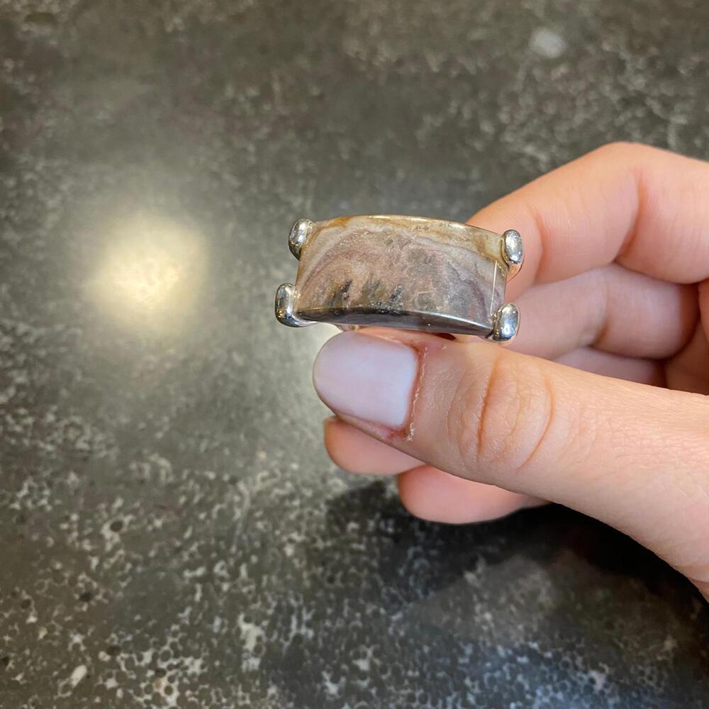 Polychrome Jasper Oversized Stone Ring Size 4.5 - Picture 3 of 4